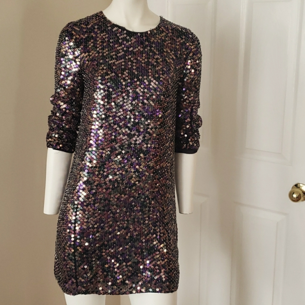 Parker multy colored hand sequined coctail dress